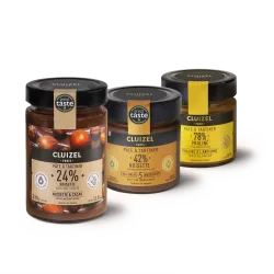 Set of 3 Hazelnut Spreads 24%, 42% and Praline 78%. | CLUIZEL