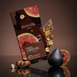 Fig & Caramelised Hazelnut bar 47% milk | CLUIZEL