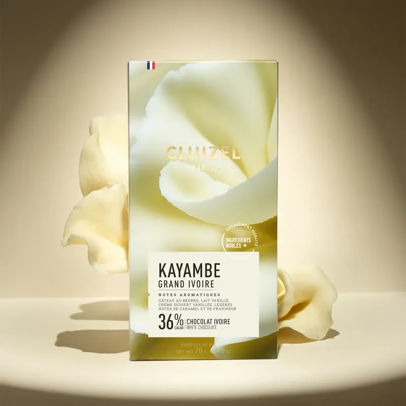 KAYAMBE GRAND IVOIRE Tablette 36%, chocolat blanc | CLUIZEL