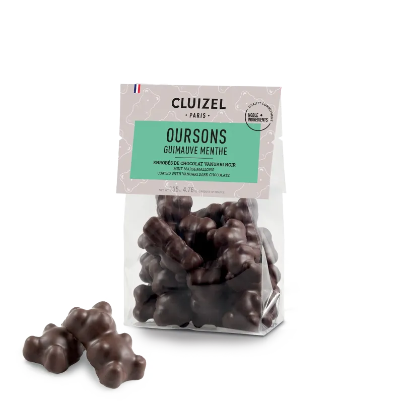 Bag of Black Marshmallow and Mint Bears | CLUIZEL