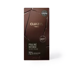 Intense dark chocolate 72% praline bar | CLUIZEL