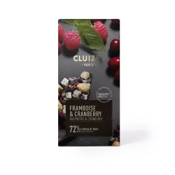 Raspberry & Cranberry bar 72% dark chocolate | CLUIZEL