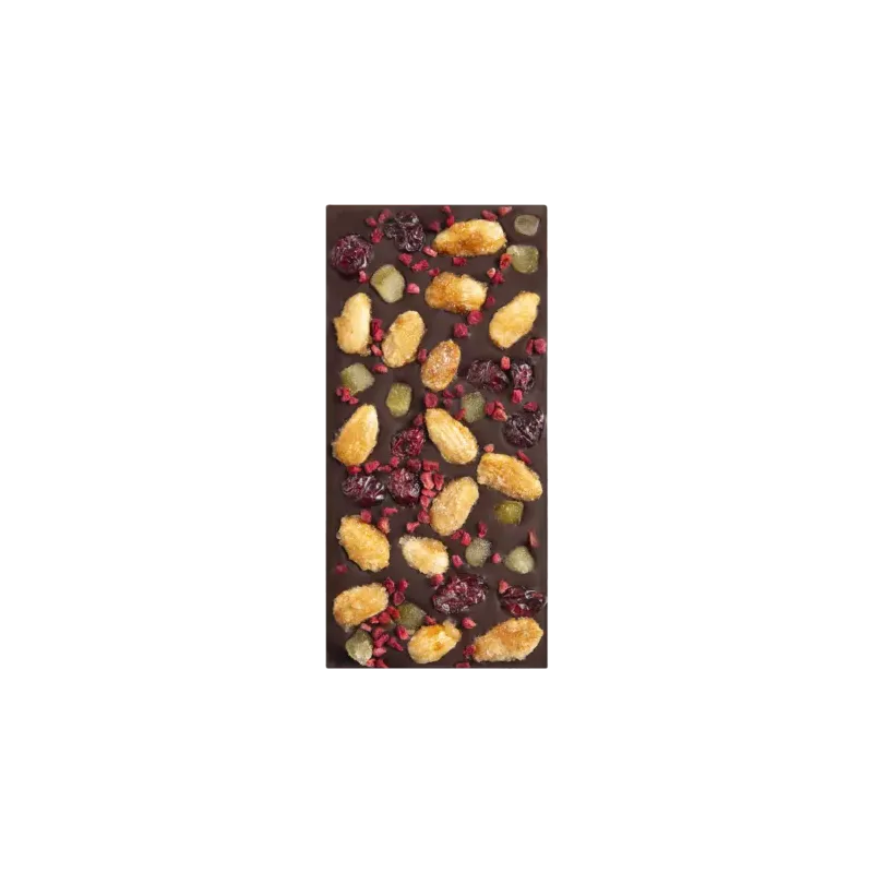 Tablette Framboise & Cranberry chocolat noir 72% | CLUIZEL