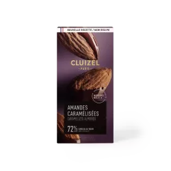 Caramelized almonds bar 72 % dark chocolate | CLUIZEL