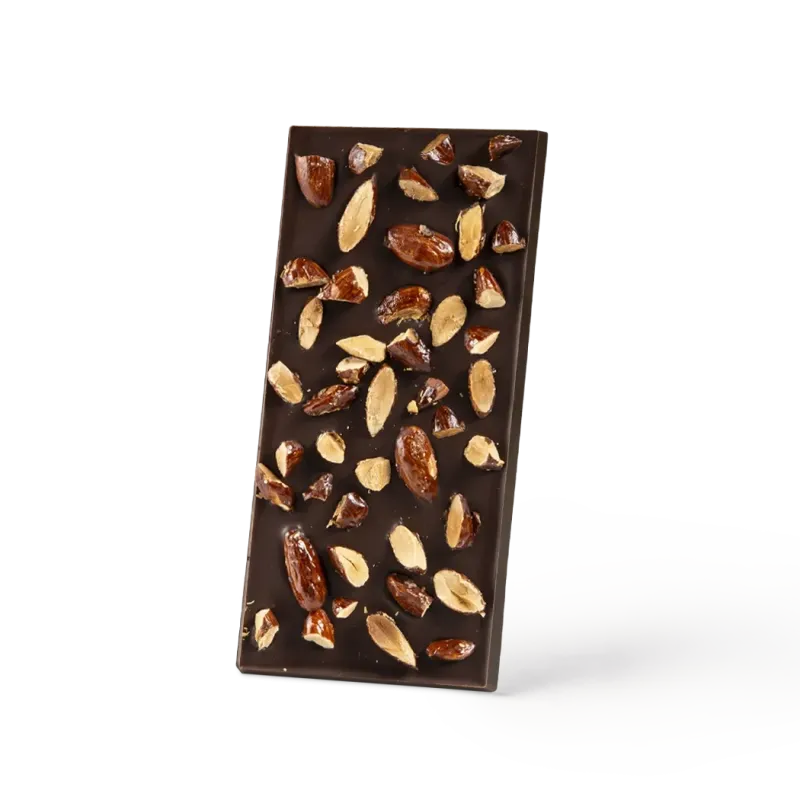 Caramelized almonds bar 72 % dark chocolate | CLUIZEL
